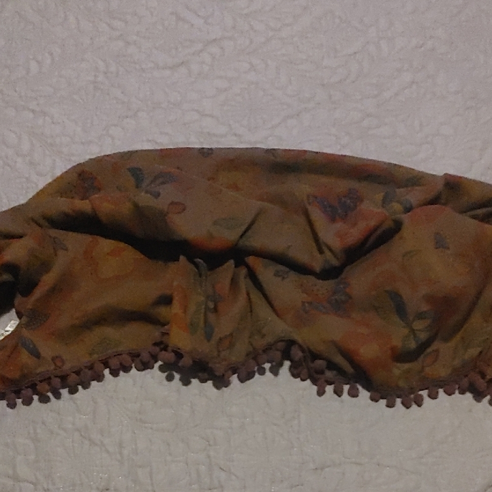 Floral Patterned Scarf with Pom-Pom Trim